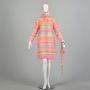 S | Pink Striped 1960s Raincoat, Bonnet and Umbrella Parasol Set by Aqua-Sheen