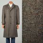 Medium 1970s Brown Wool Tweed Heavyweight Winter Coat