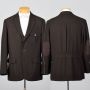 45L Large Mens Brown Blazer Three Button Vented Action Belted Back Elbow Patches Jacket
