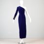 1990s Escada Couture Dress Purple Velvet Asymmetric One Shoulder Formal Gown
