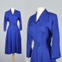 XS 1950s Royal Blue Dress Jacket Long Sleeve Lightweight Jacket Fitted Waist Long Sleeve