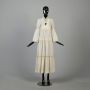 XXS/XS | Cream Tie Back Waist 1970s Long Sleeve Boho Lace Maxi Dress 