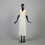S | Cream Boho 1970s Maxi Dress w/Short Sleeves & Sheer Lace Trim by Joy Stevens
