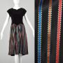 Medium 1950s Dress Ribbon Stripe Taffeta Black Velvet Prom Cocktail Evening