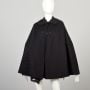 Victorian Cape Black Ribbon Trimmed Collared Outerwear