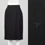 Small 1950s Skirt Black Wool Straight Pencil Knee-Length Decorative Stitch Fall Winter