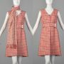 Small 1960s Plaid Wool Dress Scarf Shift Mod Day Dress Plaid Set