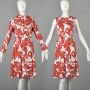 Small 1960s Anne Fogarty Red Floral Outfit White Summer Ensemble