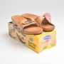 Size 7 1970s Dr. Scholl's Exercise Sandals Natural Wheat Leather Wooden Sole Deadstock