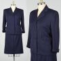 XXL 1950s Blue Skirt Suit Navy Gabardine Volup Plus Size Pinup Matching Blazer Jacket