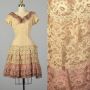 Medium 1950s Dress Pink Nude Purple Ombre Ruffled Lace Short Sleeve Costume Party As Is