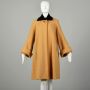 Large 1950s Swing Coat Mustard Yellow Boucle Wool Wide Sleeves