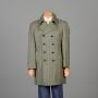 Small 40 Green Jacket Herringbone Tweed Blue Stripe Double Breasted Jacket