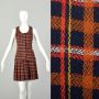 Small 1970s Plaid Skirt Vest Set Mod Schoolgirl Outfit Campus Bohemian