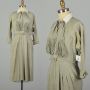 1950s Dress Lightweight Sage Green Silk Long Sleeve Designer