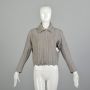 1990s Small St. John Cable Knit Sweater Dove Gray Scalloped Edge Cropped Oversized Loose Cozy