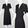 Small 1940s Little Black Dress Rayon Short Sleeve LBD