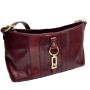 Y2K 2000s Oxblood Leather Shoulder Bag with Brass Hardware