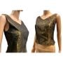 90s Y2K Bronze Beaded Shell Top Metallic Evening Top