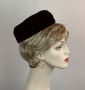 50s Black Velvet Shallow Pillbox Hat by Betmar