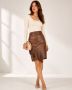 Vintage Brown Leather Fringe Pencil Skirt Made Germany XS/S 26 Waist