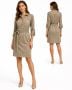 Y2K Soft Ultra Suede Safari Style Shirt Dress Tie Belt | Khaki Tan | XS