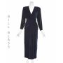BILL BLASS Vintage Dark Blue Silk Velvet High Waist Evening Gown w/Peplum SZ6