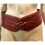 Y2K Wide Brown Leather Corset Style Belt w Brass Buckle