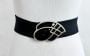 Vintage 80s Wide Stretch Belt with Enamel and Gold Tone Buckle, Day Lor