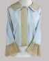 Vintage Handmade Blue Nylon and Tan Lace Bedjacket