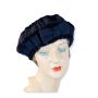 1950s Navy Blue Wool and Velvet Beret Hat by Sally Victor