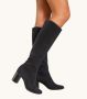 2000s Franco Sarte Black Stretch Suede Knee High Boots, Size 7.5