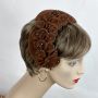 Vintage 50s Brown Velour Beaded Clip Hat, Halle Bros. Co.