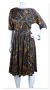 50s Brown Paisley Jersey Knit Full Skirt Dress by Dyanne B36 W26