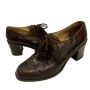 Brown Leather Granny Oxfords w Heels | Lace Up | 8 M