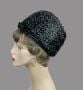 Vintage Black Raffia Bubble Crown Pillbox Hat