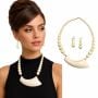 1960s Mod Ivory Resin Demi Parure Necklace and Earrings Set