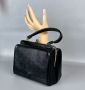 50s Style Black Vinyl Box Handbag - Creations by International