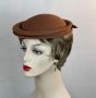 50s Chocolate Brown Fur Felt Beret Hat by Crowleys Career Girls