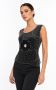 1970s Black Silk and Glass Beaded Evening Tank Top XXS/XS