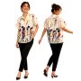 80s Colorful Rayon Dancer Print Shirt African Music Art Blouse M