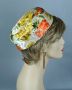 60s Yellow Brocade Shallow Crown Pillbox Hat by Clover Lane