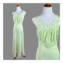Vintage 40s Lime Green Rayon and Lace Bias Cut Nightgown B40