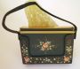 1940s Volupte Hand Painted Compact Carryall Minaudiere Swinglok Sophisticate with Carrying Sleeve