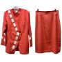 Vintage Coral Linen Blend Skirt Suit – Late 1980s Minimalist Designer Set