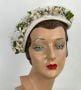 Vintage 50s Creamy White Straw Asymmetrical Floral Cuff Hat