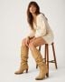 70s Camel Leather Boots – Tall Pull-On Stacked Heel | 6.5 / 7