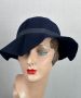 40s Navy Blue Felt Dobbs Fold Away Floppy Brim Tilt Hat, Bloomingdales