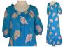 1970s Hilo Hattie Turquoise Blue Shell Print Maxi Dress, Kaftan, Hawaiian Caftan, Made in Hawaii, L