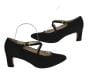 1980s Bally Black Suede Mary Jane Shoes, Sequoia Heels, Cross Ankle Strap, Size 8